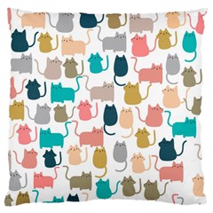 Cute Seamless Pattern Happy Kitty Kitten Cat Large Cushion Case (two Sides) by Vaneshart