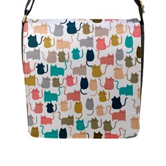 Cute Seamless Pattern Happy Kitty Kitten Cat Flap Closure Messenger Bag (l) by Vaneshart