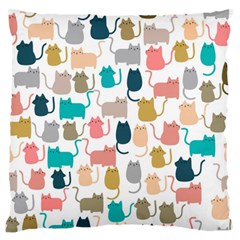 Cute Seamless Pattern Happy Kitty Kitten Cat Standard Flano Cushion Case (one Side) by Vaneshart