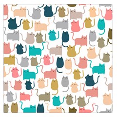 Cute Seamless Pattern Happy Kitty Kitten Cat Large Satin Scarf (square) by Vaneshart