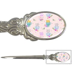 Cute Cat Coffee Cup Morning Times Seamless Pattern Letter Opener by Vaneshart