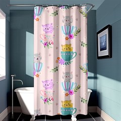 Cute Cat Coffee Cup Morning Times Seamless Pattern Shower Curtain 36  X 72  (stall)  by Vaneshart