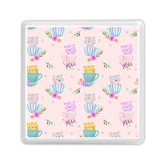 Cute Cat Coffee Cup Morning Times Seamless Pattern Memory Card Reader (square) by Vaneshart