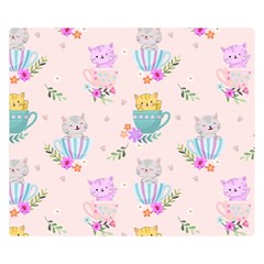 Cute Cat Coffee Cup Morning Times Seamless Pattern Double Sided Flano Blanket (small)  by Vaneshart