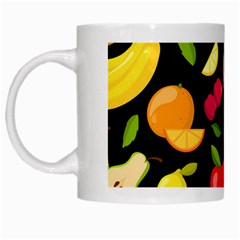 Vector Seamless Summer Fruits Pattern Black Background White Mugs by Vaneshart