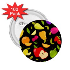 Vector Seamless Summer Fruits Pattern Black Background 2 25  Buttons (100 Pack)  by Vaneshart