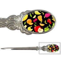 Vector Seamless Summer Fruits Pattern Black Background Letter Opener by Vaneshart