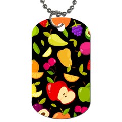 Vector Seamless Summer Fruits Pattern Black Background Dog Tag (two Sides) by Vaneshart