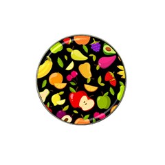 Vector Seamless Summer Fruits Pattern Black Background Hat Clip Ball Marker (10 Pack) by Vaneshart