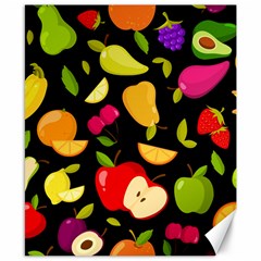 Vector Seamless Summer Fruits Pattern Black Background Canvas 8  X 10  by Vaneshart