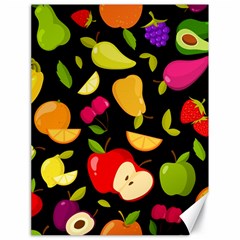 Vector Seamless Summer Fruits Pattern Black Background Canvas 18  X 24  by Vaneshart