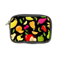 Vector Seamless Summer Fruits Pattern Black Background Coin Purse by Vaneshart