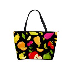 Vector Seamless Summer Fruits Pattern Black Background Classic Shoulder Handbag by Vaneshart