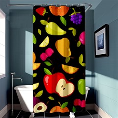 Vector Seamless Summer Fruits Pattern Black Background Shower Curtain 36  X 72  (stall)  by Vaneshart