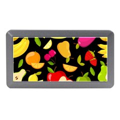 Vector Seamless Summer Fruits Pattern Black Background Memory Card Reader (mini) by Vaneshart