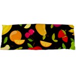 Vector Seamless Summer Fruits Pattern Black Background Body Pillow Case (Dakimakura) Body Pillow Case