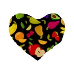 Vector Seamless Summer Fruits Pattern Black Background Standard 16  Premium Heart Shape Cushions Front