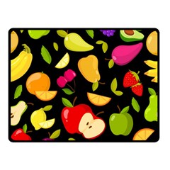 Vector Seamless Summer Fruits Pattern Black Background Double Sided Fleece Blanket (small)  by Vaneshart