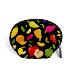 Vector Seamless Summer Fruits Pattern Black Background Accessory Pouch (small) by Vaneshart