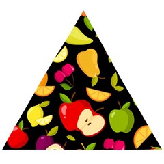 Vector Seamless Summer Fruits Pattern Black Background Wooden Puzzle Triangle