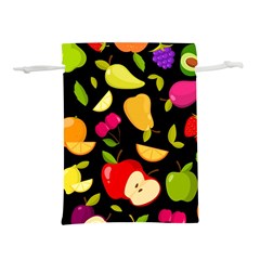 Vector Seamless Summer Fruits Pattern Black Background Lightweight Drawstring Pouch (s)