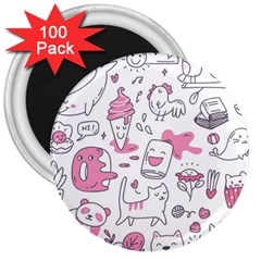 Set Kawaii Doodles 3  Magnets (100 Pack) by Vaneshart