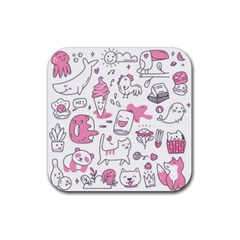 Set Kawaii Doodles Rubber Coaster (square) 