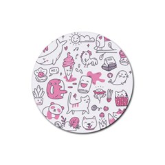 Set Kawaii Doodles Rubber Round Coaster (4 Pack)  by Vaneshart