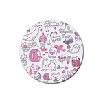 Set Kawaii Doodles Rubber Round Coaster (4 pack)  Front