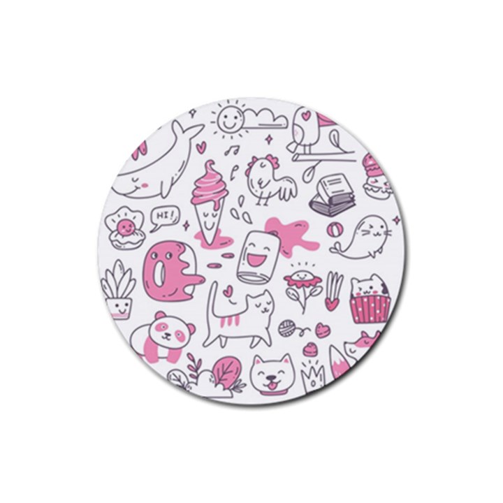 Set Kawaii Doodles Rubber Round Coaster (4 pack) 