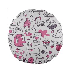 Set Kawaii Doodles Standard 15  Premium Round Cushions by Vaneshart