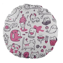 Set Kawaii Doodles Large 18  Premium Round Cushions by Vaneshart