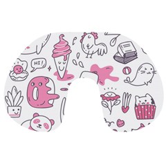 Set Kawaii Doodles Travel Neck Pillow by Vaneshart