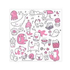 Set Kawaii Doodles Small Satin Scarf (square) by Vaneshart