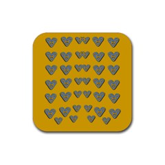 Butterfly Cartoons In Hearts Rubber Coaster (square)  by pepitasart