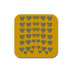 Butterfly Cartoons In Hearts Rubber Square Coaster (4 Pack) 