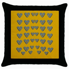 Butterfly Cartoons In Hearts Throw Pillow Case (black) by pepitasart