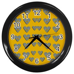 Butterfly Cartoons In Hearts Wall Clock (black) by pepitasart