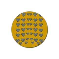 Butterfly Cartoons In Hearts Rubber Coaster (round)  by pepitasart