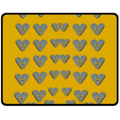 Butterfly Cartoons In Hearts Fleece Blanket (medium)  by pepitasart