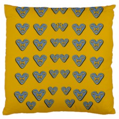 Butterfly Cartoons In Hearts Large Cushion Case (one Side) by pepitasart