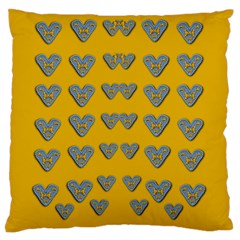 Butterfly Cartoons In Hearts Large Flano Cushion Case (one Side) by pepitasart