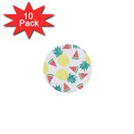 Vector Seamless Pattern With Pineapples 1  Mini Buttons (10 pack)  Front