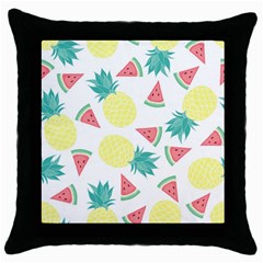 Vector Seamless Pattern With Pineapples Throw Pillow Case (black) by Vaneshart