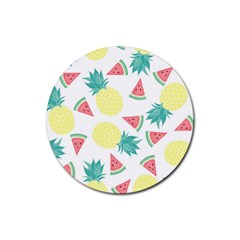 Vector Seamless Pattern With Pineapples Rubber Coaster (round)  by Vaneshart