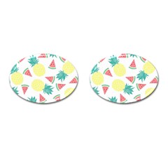 Vector Seamless Pattern With Pineapples Cufflinks (oval) by Vaneshart