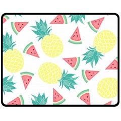 Vector Seamless Pattern With Pineapples Fleece Blanket (medium)  by Vaneshart