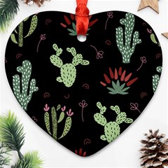 Cartoon African Cactus Seamless Pattern Ornament (heart) by Vaneshart