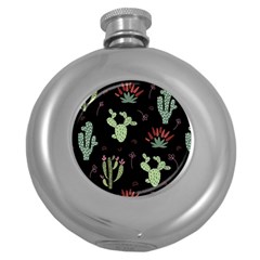 Cartoon African Cactus Seamless Pattern Round Hip Flask (5 Oz)