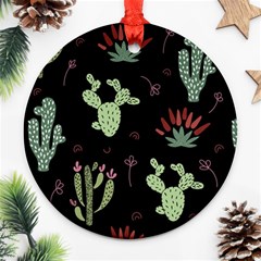 Cartoon African Cactus Seamless Pattern Round Ornament (two Sides) by Vaneshart